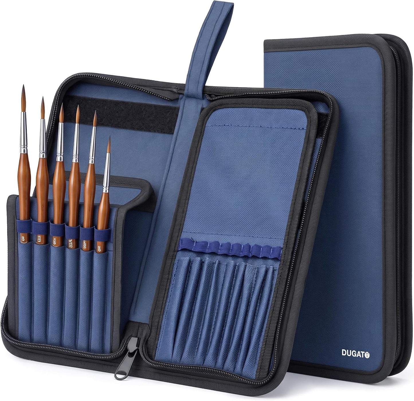 DUGATO Short Brush Holder & Organizer, Canvas Case 5.4 x 10.7 in, Blue
