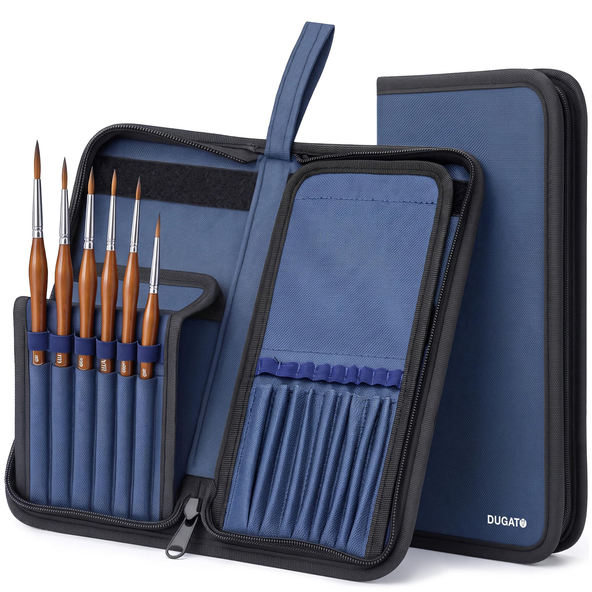 DUGATO Short Brush Holder & Organizer, Canvas Case 5.4 x 10.7 in, Blue