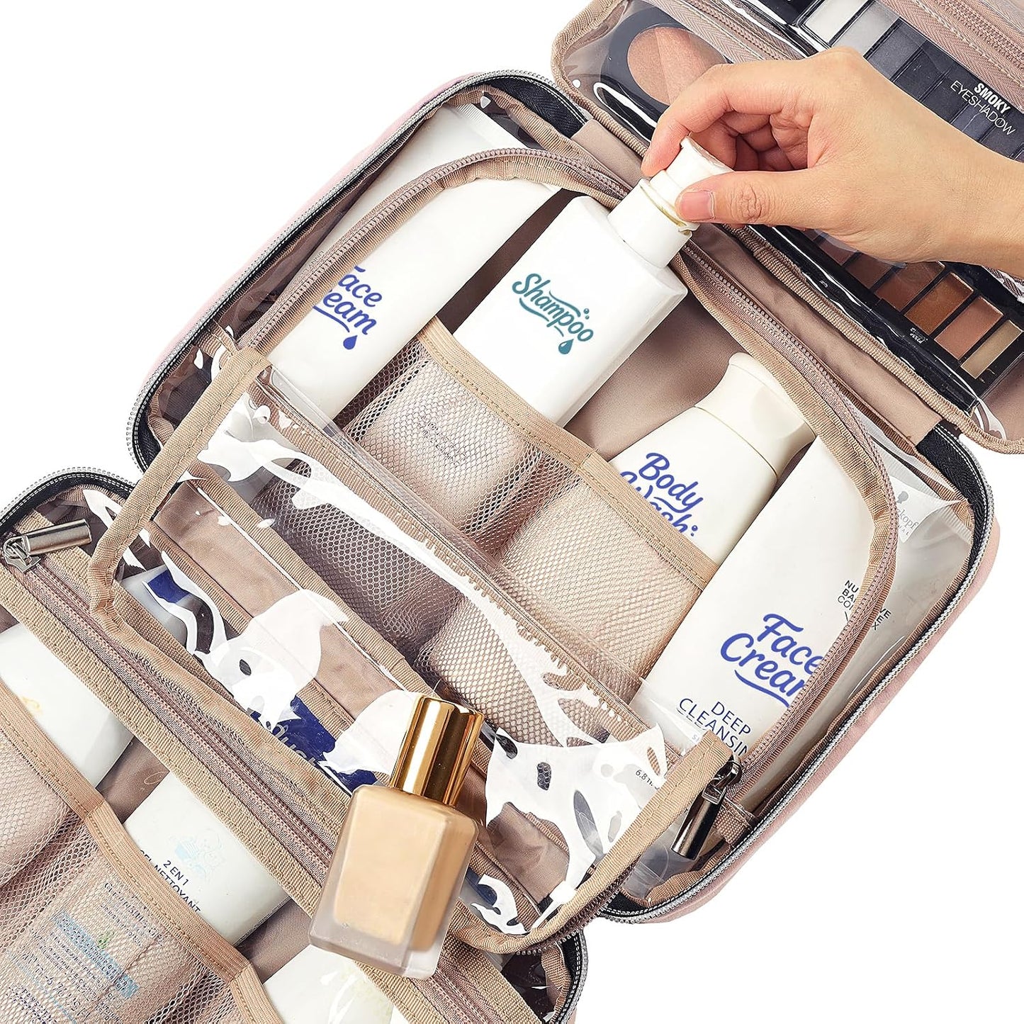 NISHEL Travel Toiletry Bag for women, Portable Hanging makeup Organizer