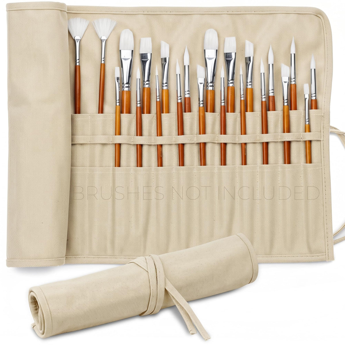 DUGATO 30-Slot Roll-Up Canvas Brush Holder, Army Green