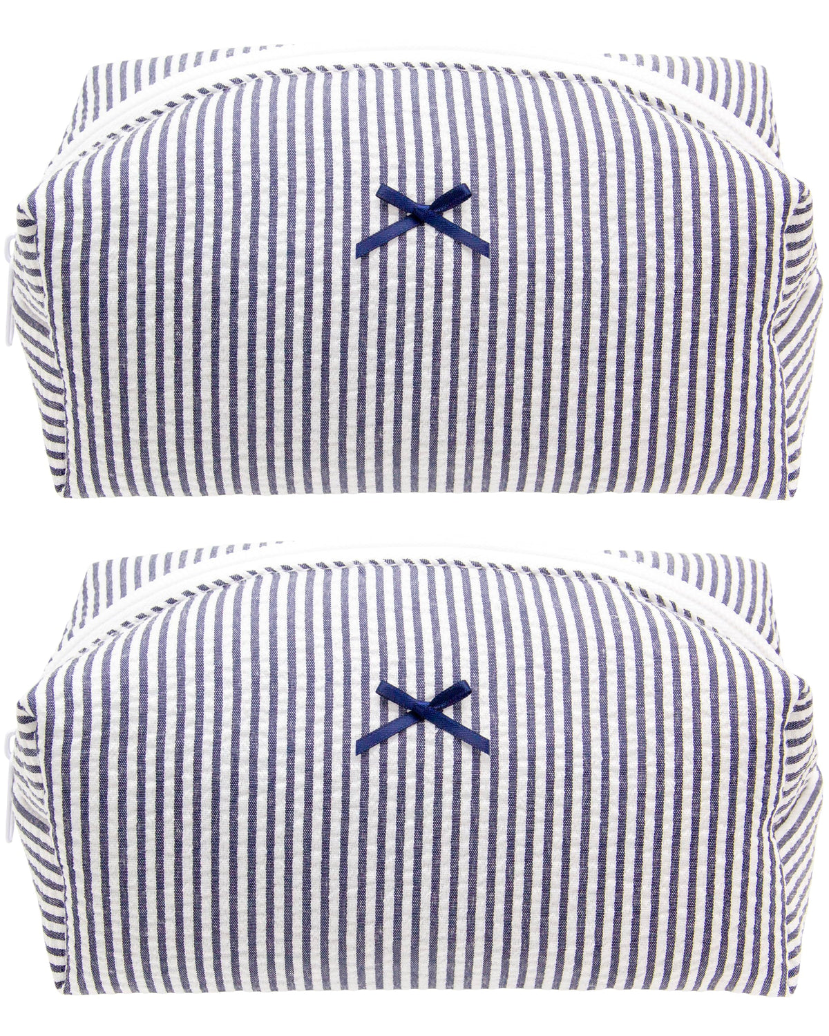 PAZIMIIK Cozy Makeup Bag for Women,Zipper Cosmetic Pouch,Stripe Blue