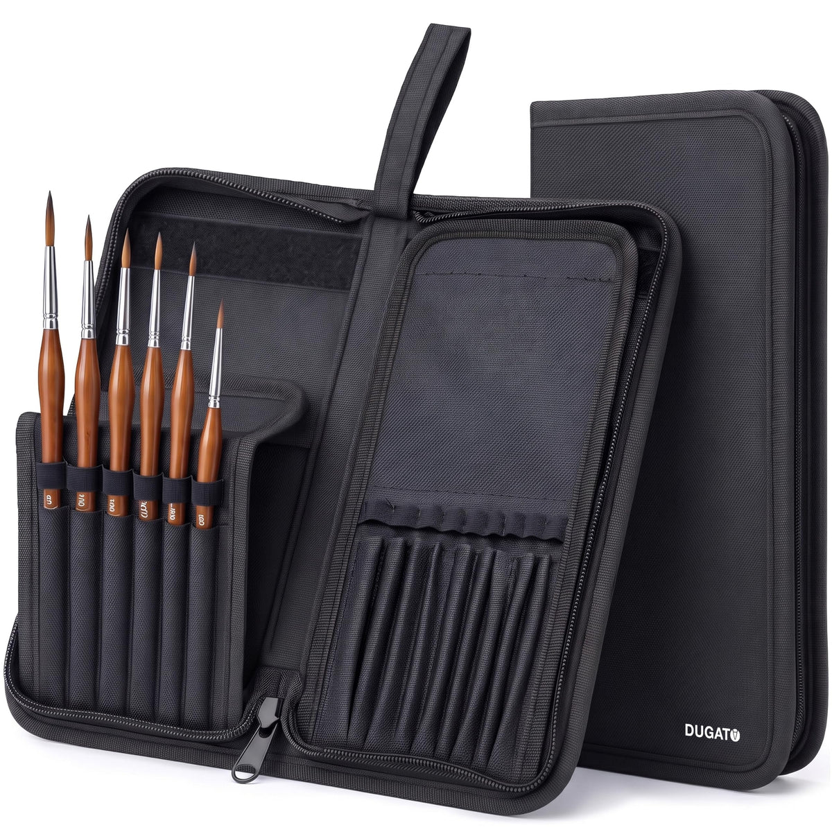 DUGATO Short Brush Holder & Organizer, Canvas Case 5.4 x 10.7 in, Blue