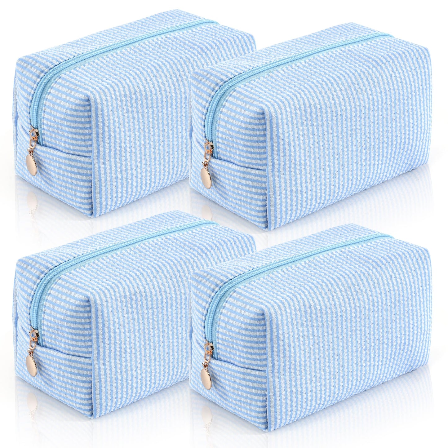 Makeup Bag Travel Toiletry Bag for Women, Small Cosmetic Bags Cute Quilted Cotton Makeup Pouch for Purse Emergency Bag Pencil Case Accessory Bag, Pastel Pink