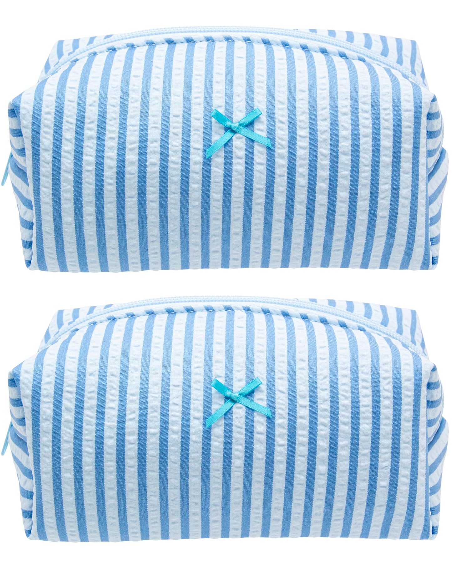 PAZIMIIK Cozy Makeup Bag for Women,Zipper Cosmetic Pouch,Stripe Blue