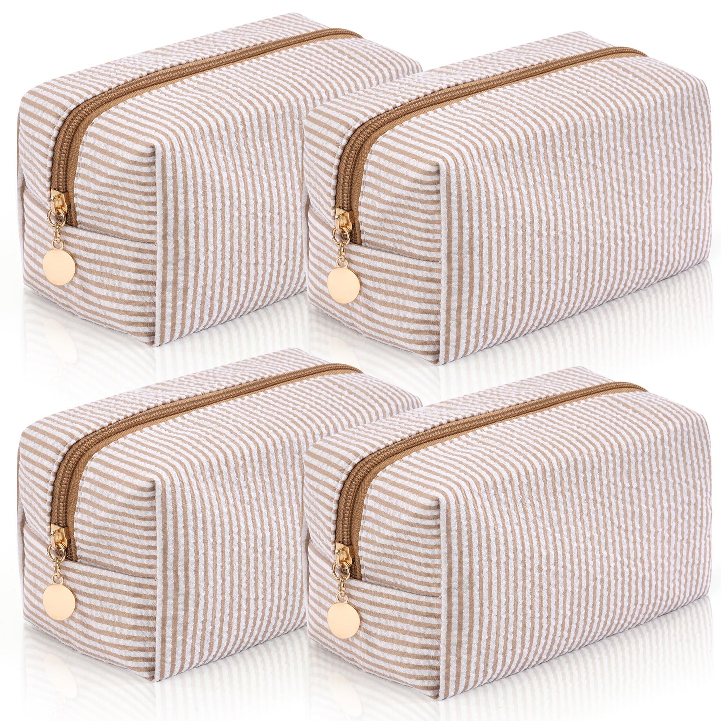Makeup Bag Travel Toiletry Bag for Women, Small Cosmetic Bags Cute Quilted Cotton Makeup Pouch for Purse Emergency Bag Pencil Case Accessory Bag, Pastel Pink