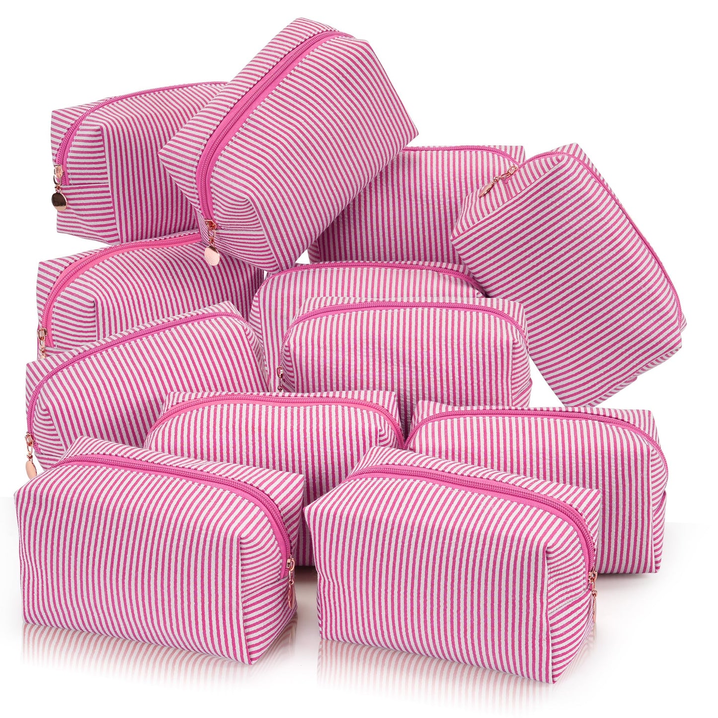 Makeup Bag Travel Toiletry Bag for Women, Small Cosmetic Bags Cute Quilted Cotton Makeup Pouch for Purse Emergency Bag Pencil Case Accessory Bag, Pastel Pink