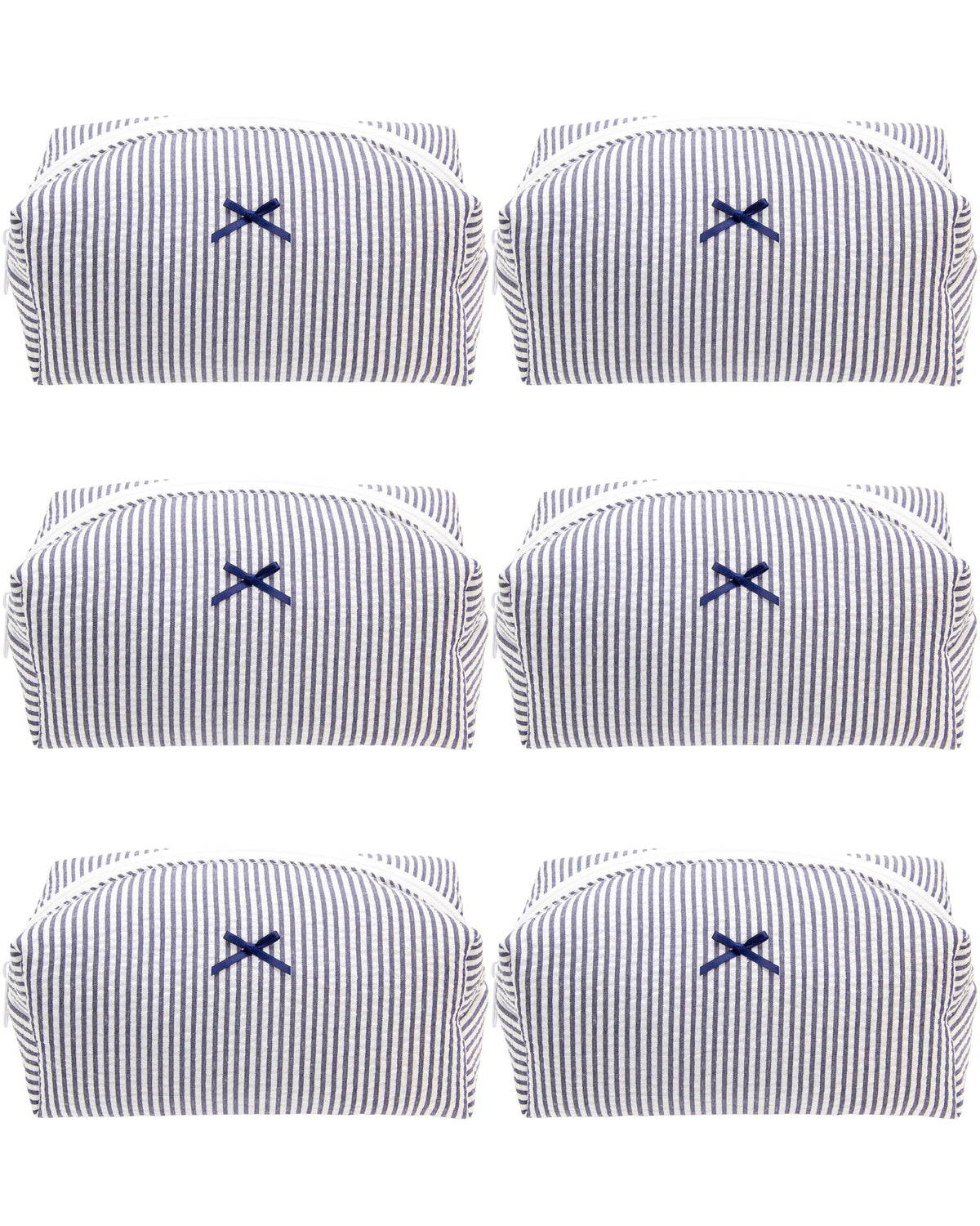 PAZIMIIK Cozy Makeup Bag for Women,Zipper Cosmetic Pouch,Stripe Blue